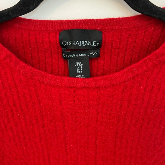 Cynthia Rowley Red Ribbed Merino Wool Sweater - Picture 2 of 3